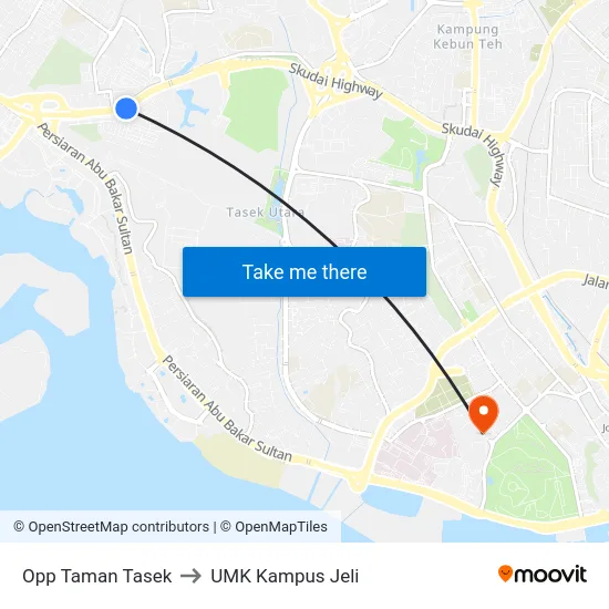 Opp Taman Tasek to UMK Kampus Jeli map