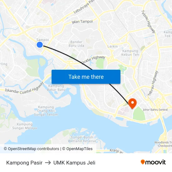 Kampong Pasir to UMK Kampus Jeli map