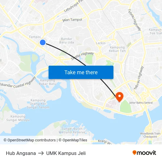Hub Angsana to UMK Kampus Jeli map