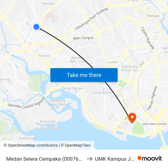 Medan Selera Cempaka (0007662) to UMK Kampus Jeli map