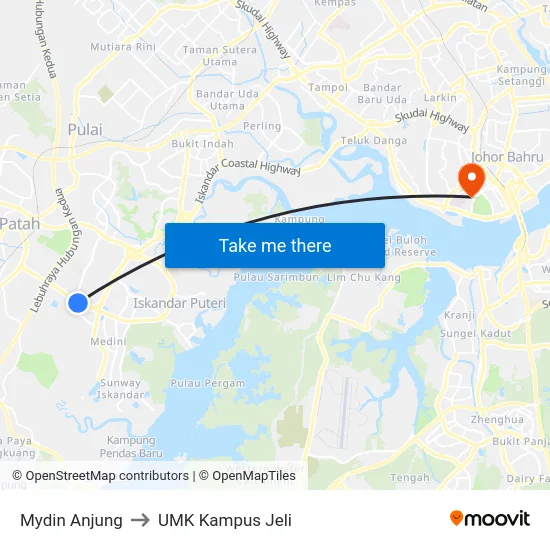 Mydin Anjung to UMK Kampus Jeli map