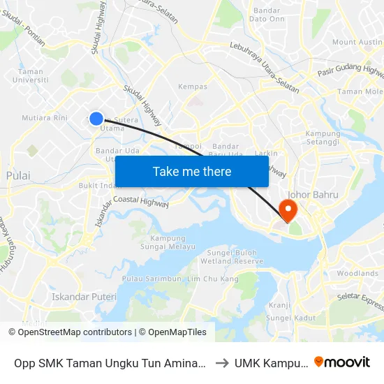 Opp SMK Taman Ungku Tun Aminah (0007602) to UMK Kampus Jeli map