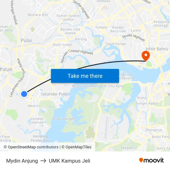 Mydin Anjung to UMK Kampus Jeli map