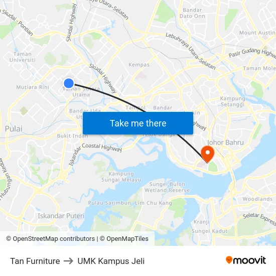 Tan Furniture to UMK Kampus Jeli map