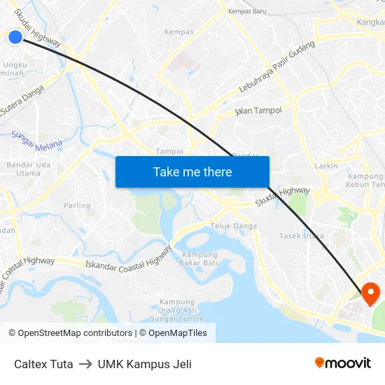 Caltex Tuta to UMK Kampus Jeli map