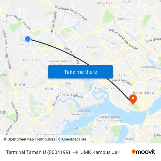Terminal Taman U (0004199) to UMK Kampus Jeli map