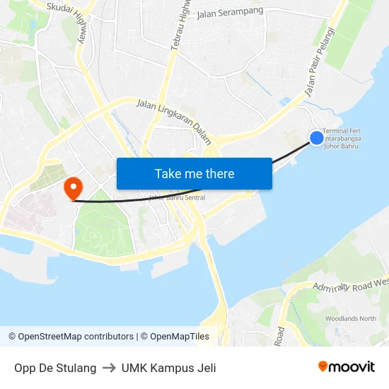 Opp De Stulang to UMK Kampus Jeli map