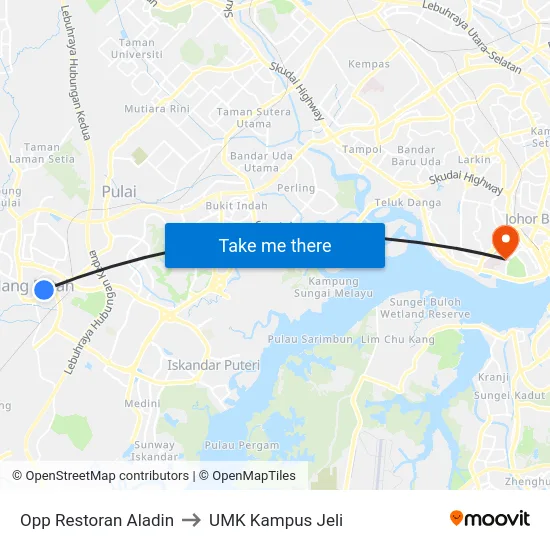 Opp Restoran Aladin to UMK Kampus Jeli map