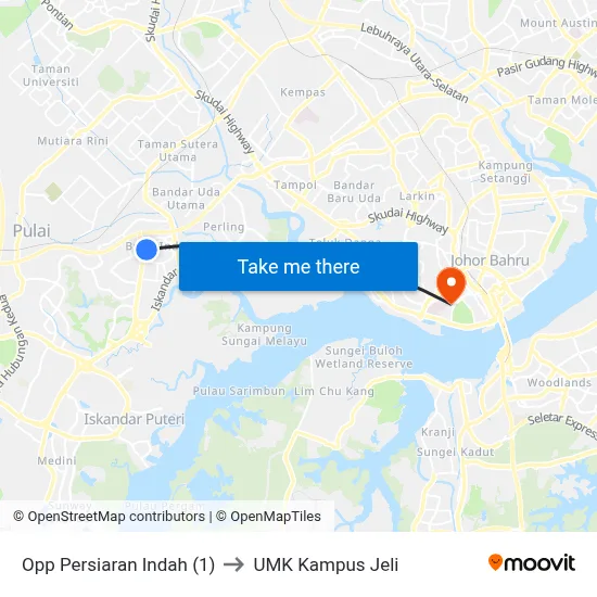 Opp Persiaran Indah (1) to UMK Kampus Jeli map