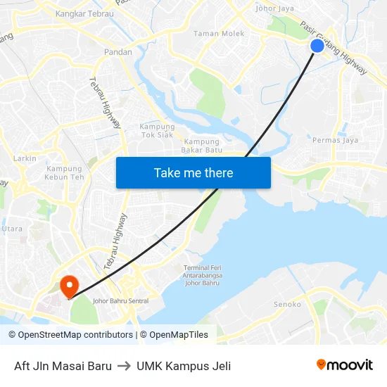 Aft Jln Masai Baru to UMK Kampus Jeli map