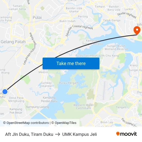 Aft Jln Duku, Tiram Duku to UMK Kampus Jeli map