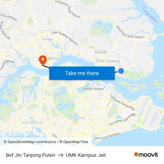 Bef Jln Tanjong Puteri to UMK Kampus Jeli map