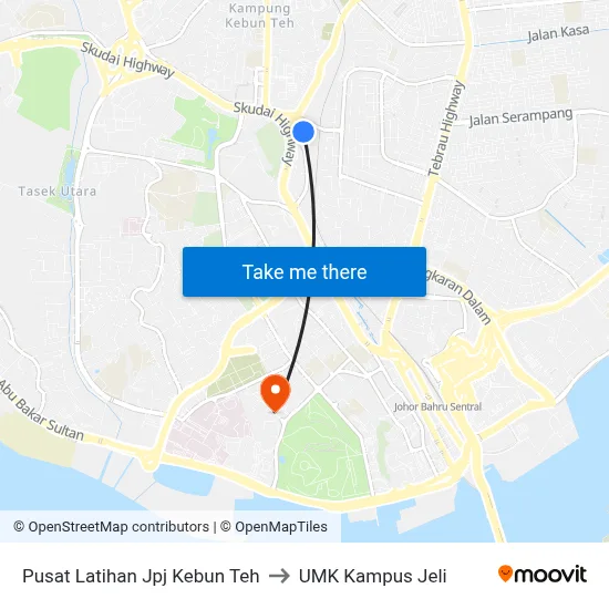 Pusat Latihan Jpj Kebun Teh to UMK Kampus Jeli map
