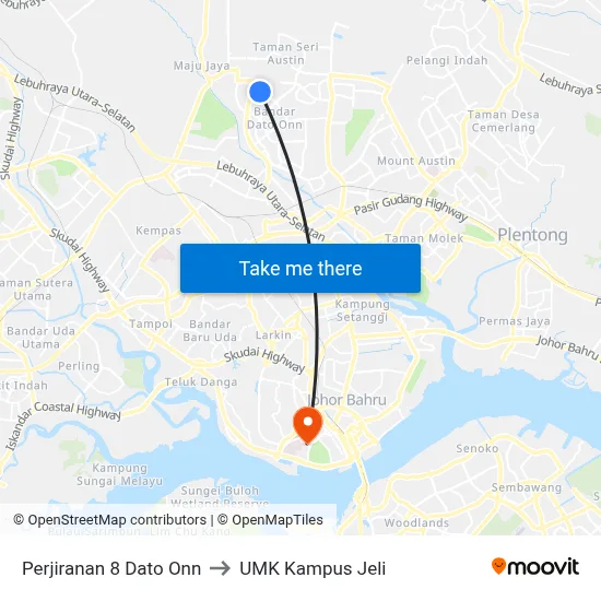 Perjiranan 8 Dato Onn to UMK Kampus Jeli map