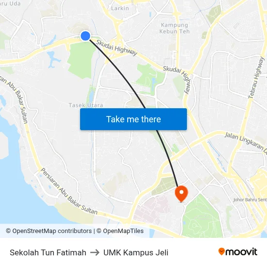 Sekolah Tun Fatimah to UMK Kampus Jeli map