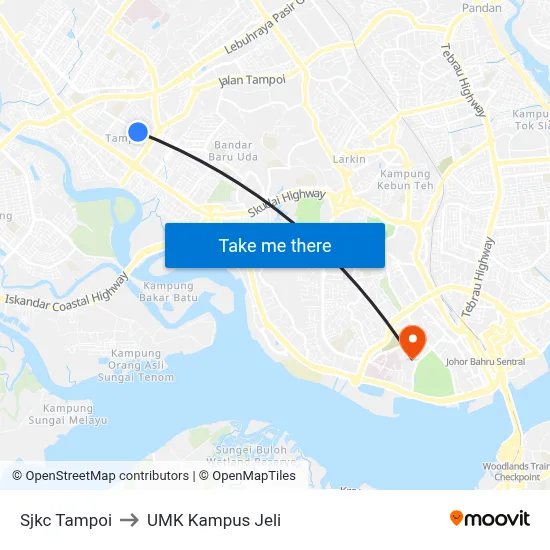 Sjkc Tampoi to UMK Kampus Jeli map