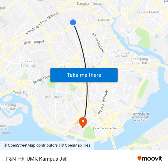 F&N to UMK Kampus Jeli map