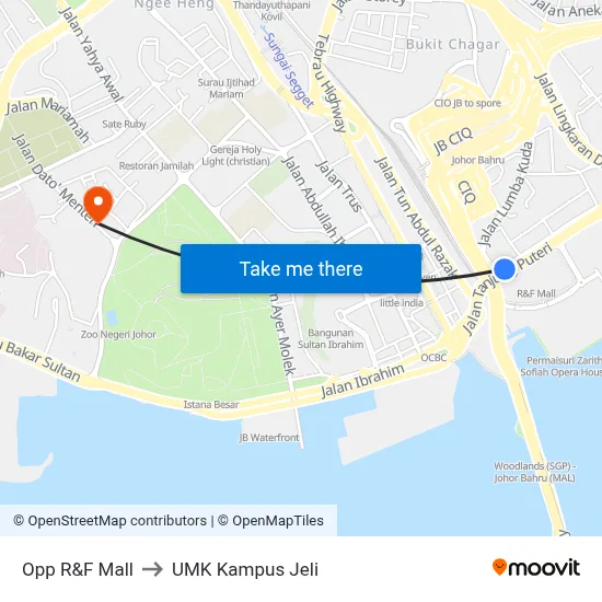 Opp R&F Mall to UMK Kampus Jeli map