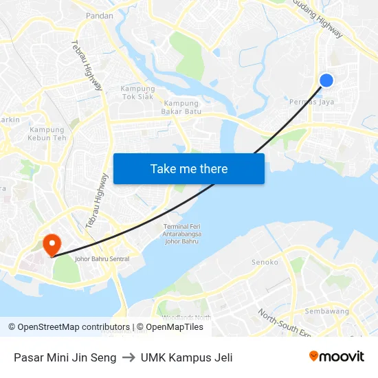 Pasar Mini Jin Seng to UMK Kampus Jeli map