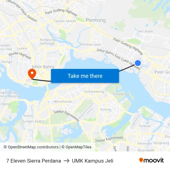 7 Eleven Sierra Perdana to UMK Kampus Jeli map