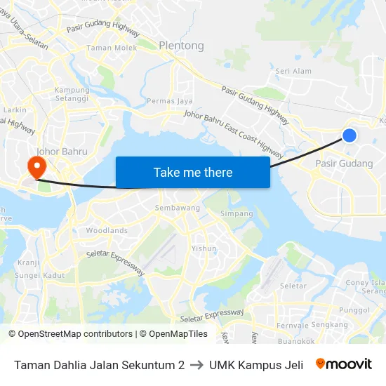 Taman Dahlia Jalan Sekuntum 2 to UMK Kampus Jeli map