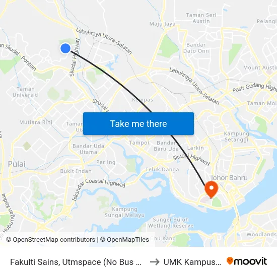 Fakulti Sains, Utmspace (No Bus Shelter) to UMK Kampus Jeli map