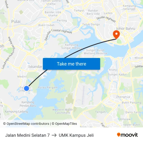 Jalan Medini Selatan 7 to UMK Kampus Jeli map