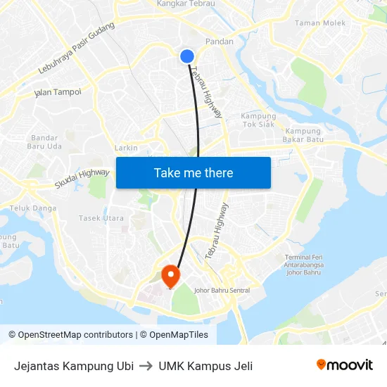 Jejantas Kampung Ubi to UMK Kampus Jeli map