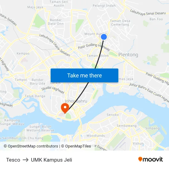 Tesco to UMK Kampus Jeli map