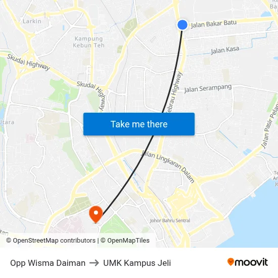 Opp Wisma Daiman to UMK Kampus Jeli map