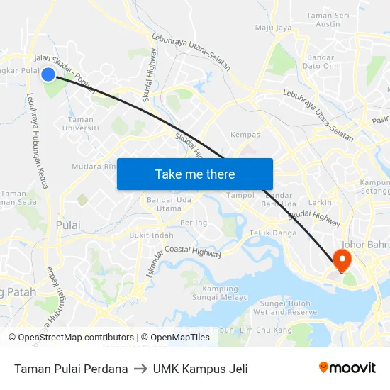 Taman Pulai Perdana to UMK Kampus Jeli map