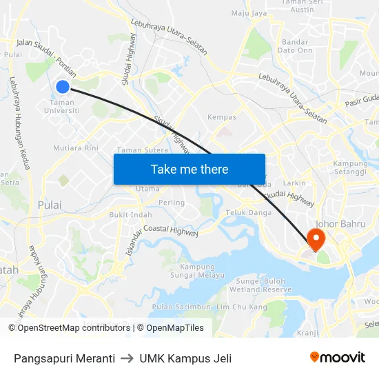 Pangsapuri Meranti to UMK Kampus Jeli map
