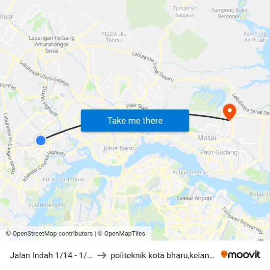 Jalan Indah 1/14 - 1/20 to politeknik kota bharu,kelantan map