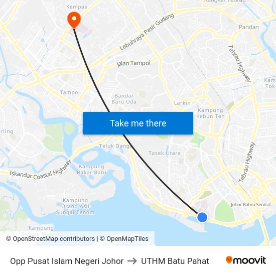 Opp Pusat Islam Negeri Johor to UTHM Batu Pahat map