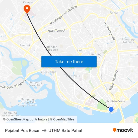 Pejabat Pos Besar to UTHM Batu Pahat map