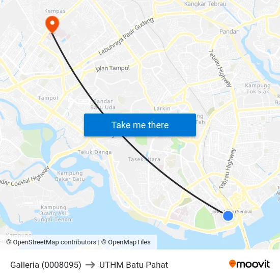 Galleria (0008095) to UTHM Batu Pahat map
