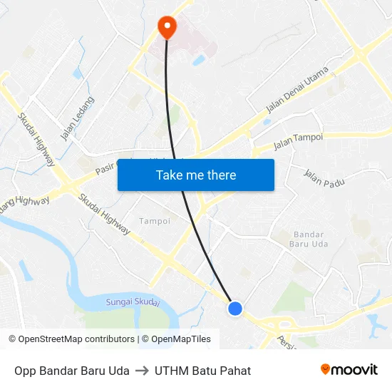 Opp Bandar Baru Uda to UTHM Batu Pahat map