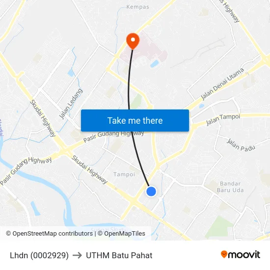 Lhdn (0002929) to UTHM Batu Pahat map