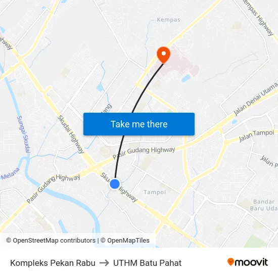Kompleks Pekan Rabu to UTHM Batu Pahat map