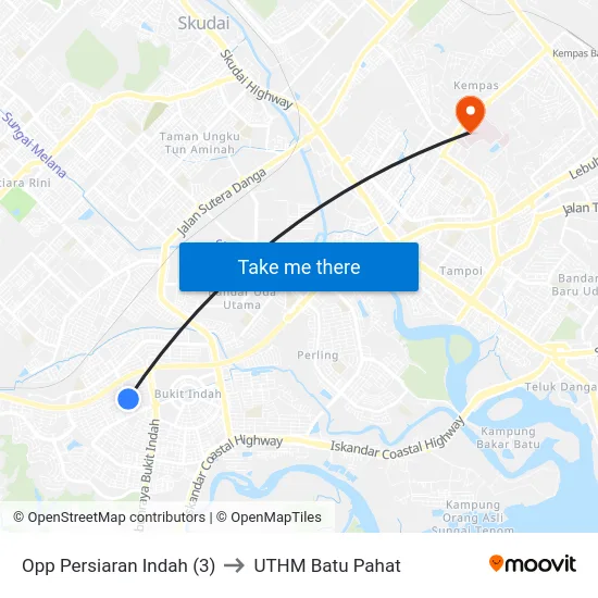 Opp Persiaran Indah (3) to UTHM Batu Pahat map