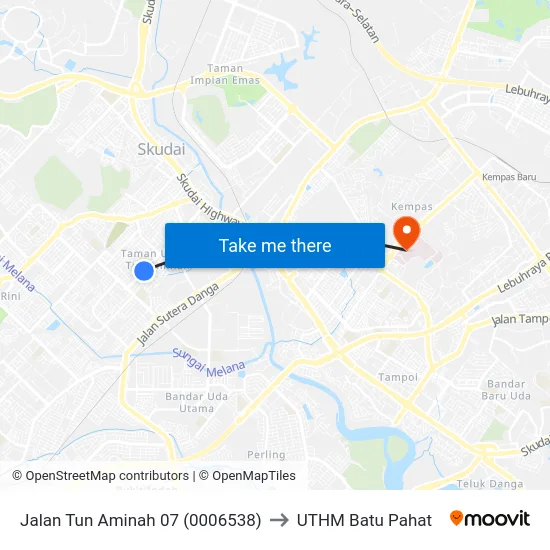 Jalan Tun Aminah 07 (0006538) to UTHM Batu Pahat map