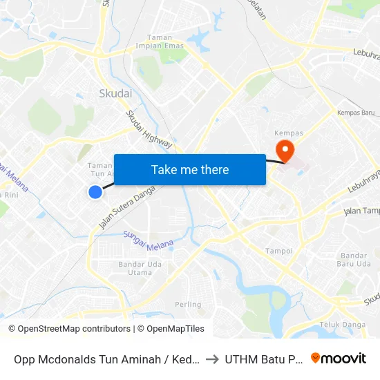 Opp Mcdonalds Tun Aminah / Kedai Buah to UTHM Batu Pahat map