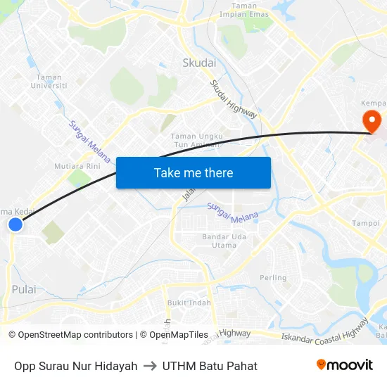 Opp Surau Nur Hidayah to UTHM Batu Pahat map