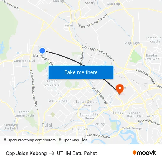 Opp Jalan Kabong to UTHM Batu Pahat map