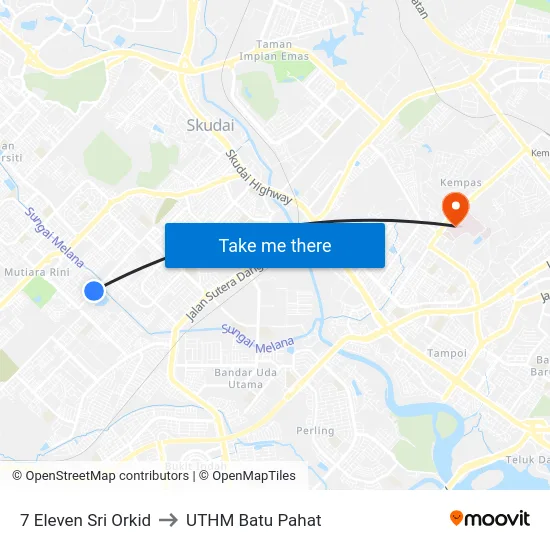 7 Eleven Sri Orkid to UTHM Batu Pahat map