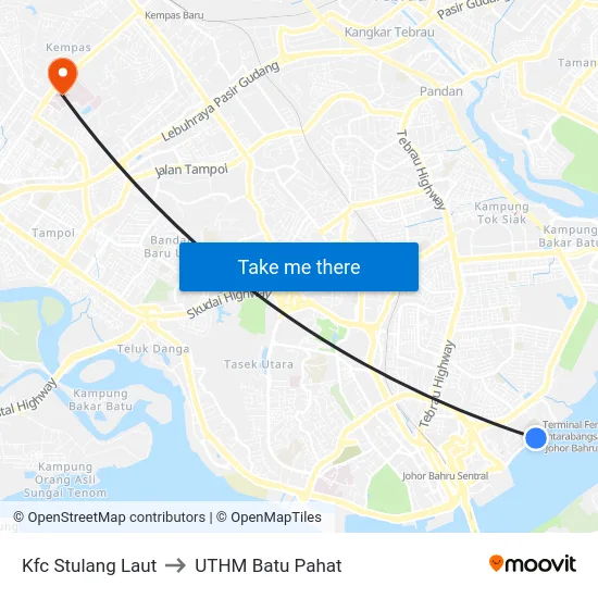 Kfc Stulang Laut to UTHM Batu Pahat map