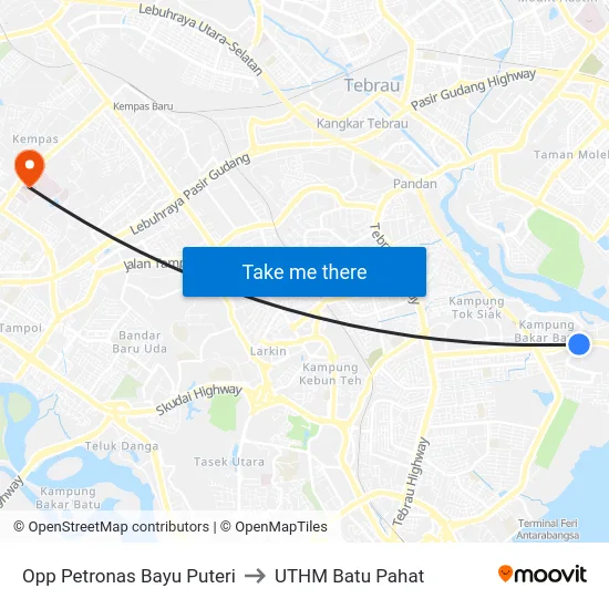 Opp Petronas Bayu Puteri to UTHM Batu Pahat map