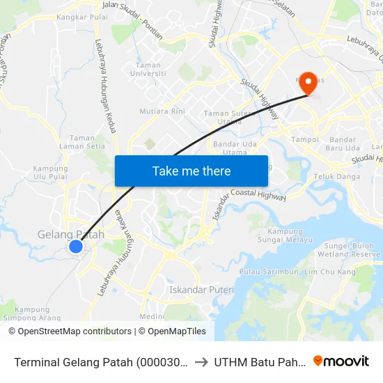 Terminal Gelang Patah (0000302) to UTHM Batu Pahat map