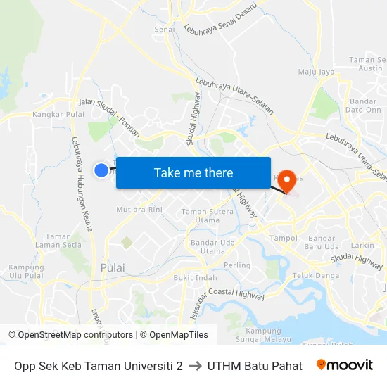 Opp Sek Keb Taman Universiti 2 to UTHM Batu Pahat map