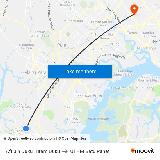 Aft Jln Duku, Tiram Duku to UTHM Batu Pahat map